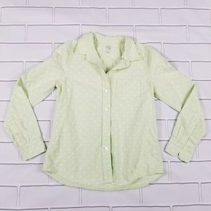 Madewell XS Light Green Polka Dot Button Up